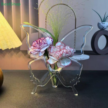 Transparent Acrylic Photo Frame, Butterfly Vase, Niche Hydroponic Flower Arrangement Decoration