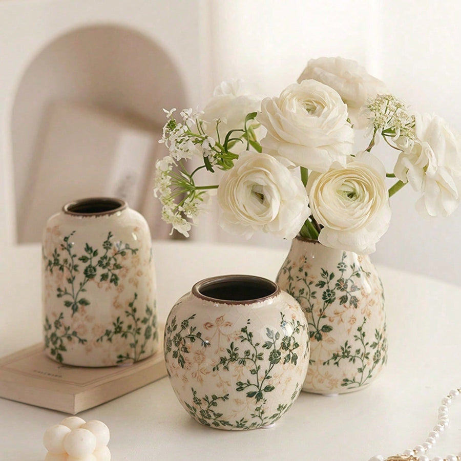 Art Ceramic Vase, Handmade Ice Crackle Vase, Home Decoration for Living Rooms and Offices, Fresh or Dry Flower