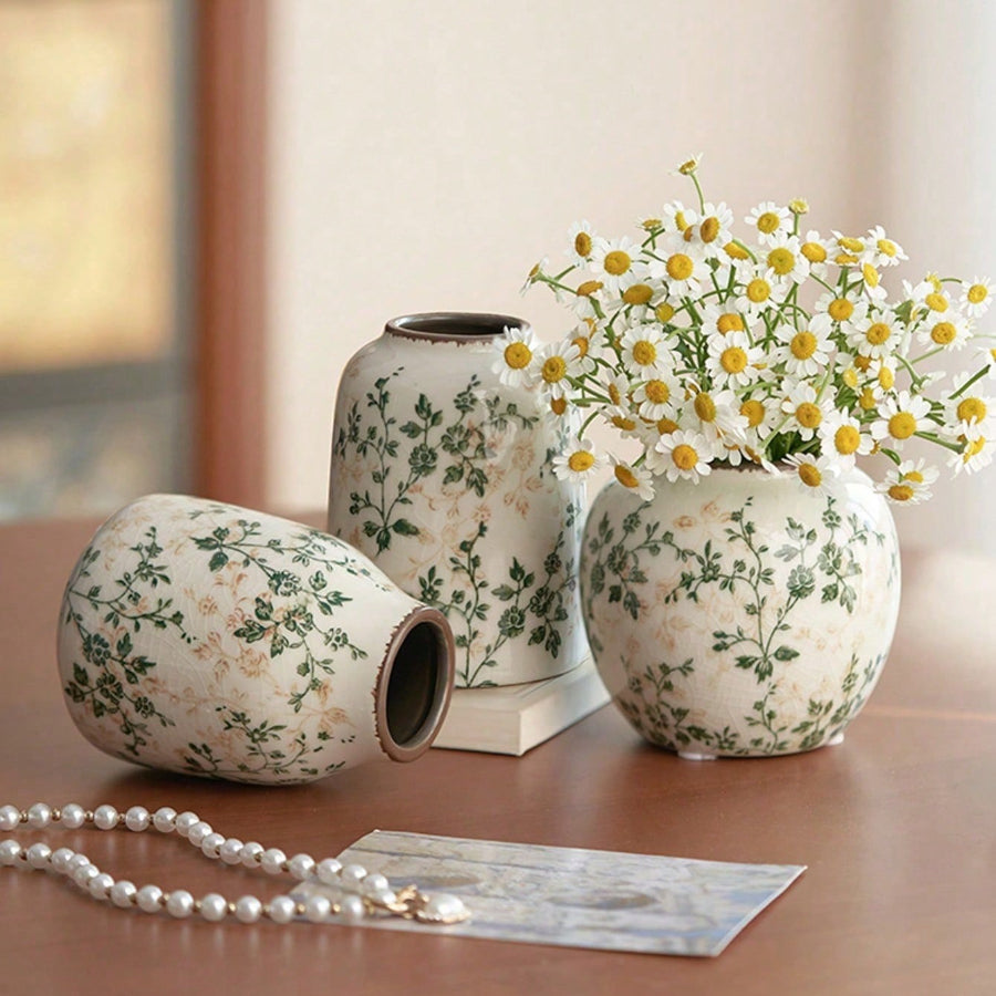 Art Ceramic Vase, Handmade Ice Crackle Vase, Home Decoration for Living Rooms and Offices, Fresh or Dry Flower