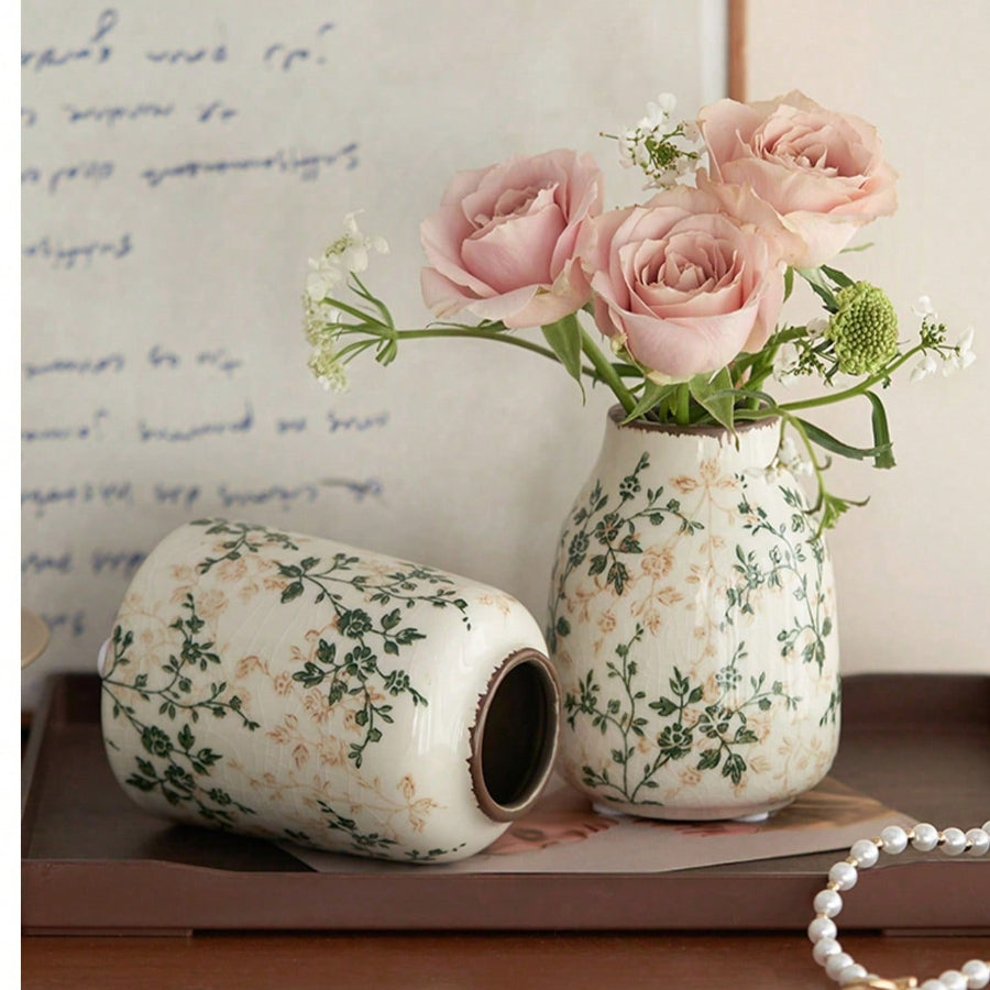 Art Ceramic Vase, Handmade Ice Crackle Vase, Home Decoration for Living Rooms and Offices, Fresh or Dry Flower
