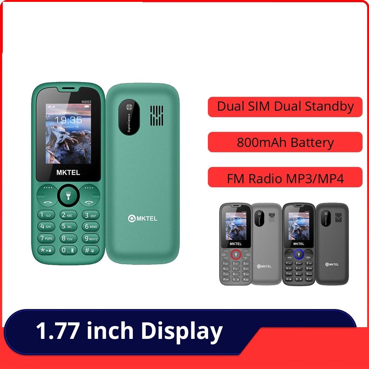 Compact Dual SIM Feature Phone with Flashlight and FM Radio