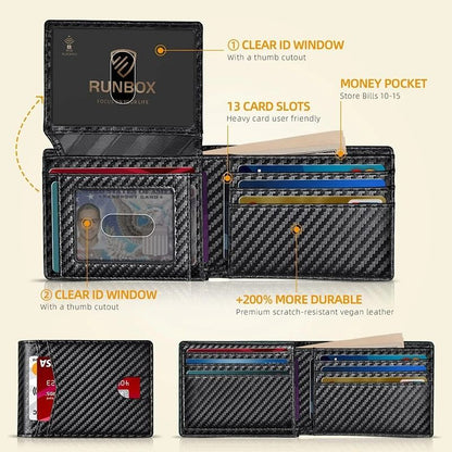 Ultra Thin RFID Leather Wallet For Men With ID Window And Multiple Card Slots 1