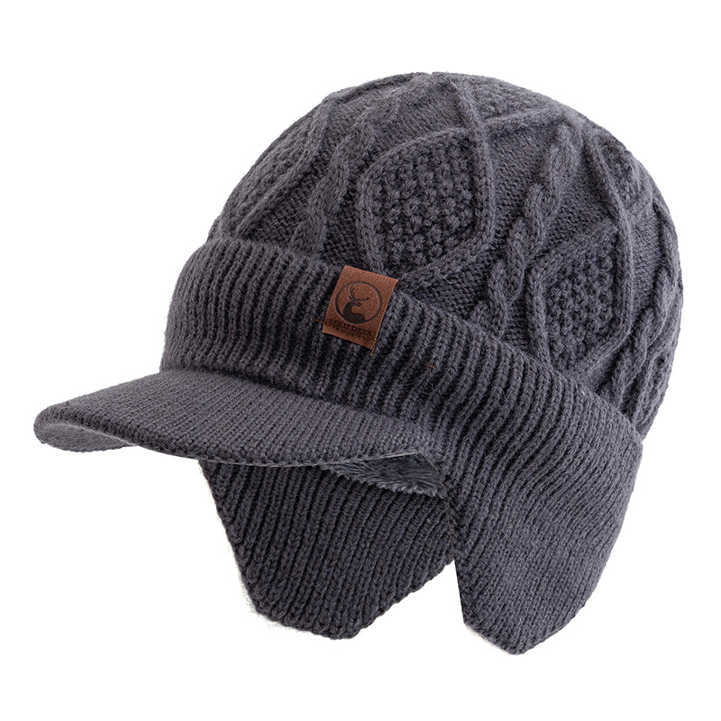 Plush Fur Lined Warm Unisex Hat Outdoor Stylish Beanie Thick Knitted Ski Cap With Earflaps 1