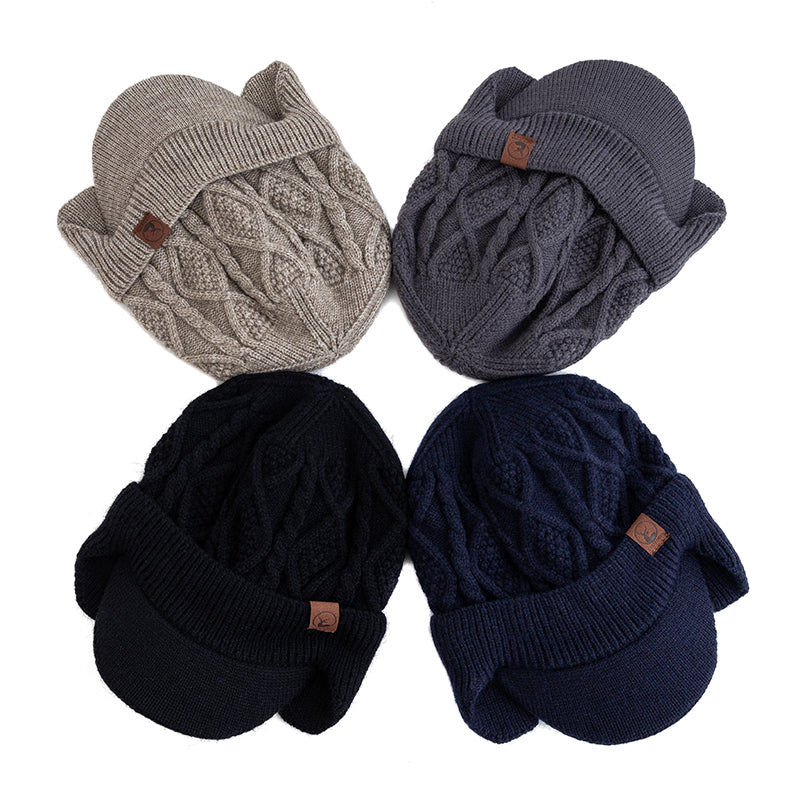 Plush Fur Lined Warm Unisex Hat Outdoor Stylish Beanie Thick Knitted Ski Cap With Earflaps 5