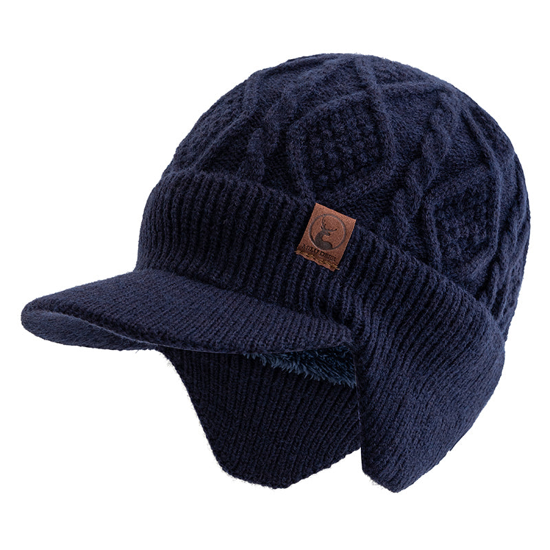 Plush Fur Lined Warm Unisex Hat Outdoor Stylish Beanie Thick Knitted Ski Cap With Earflaps 10