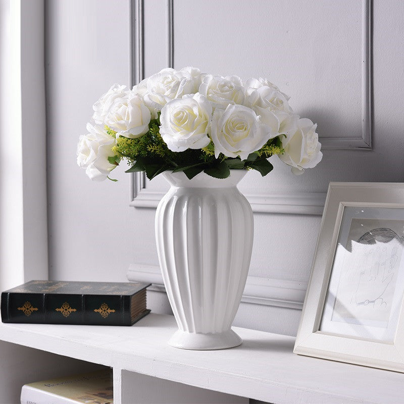 Modern Minimalist Ceramic Flower Vase, Style Tabletop Ornament, White Creative Home Christmas Decoration