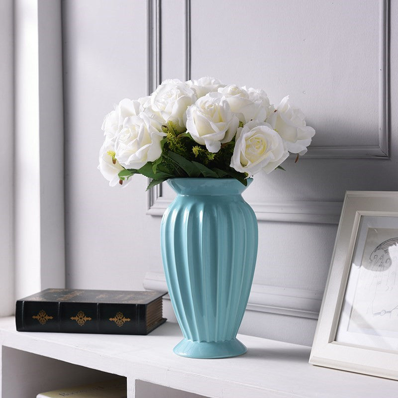 Modern Minimalist Ceramic Flower Vase, Style Tabletop Ornament, White Creative Home Christmas Decoration