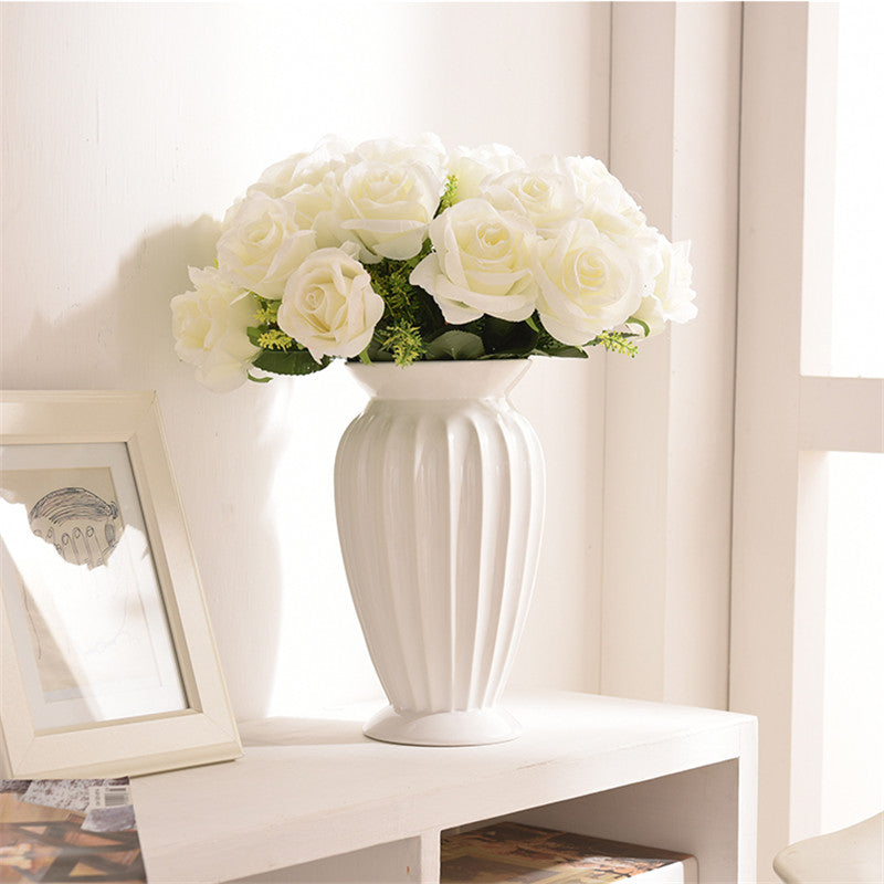 Modern Minimalist Ceramic Flower Vase, Style Tabletop Ornament, White Creative Home Christmas Decoration