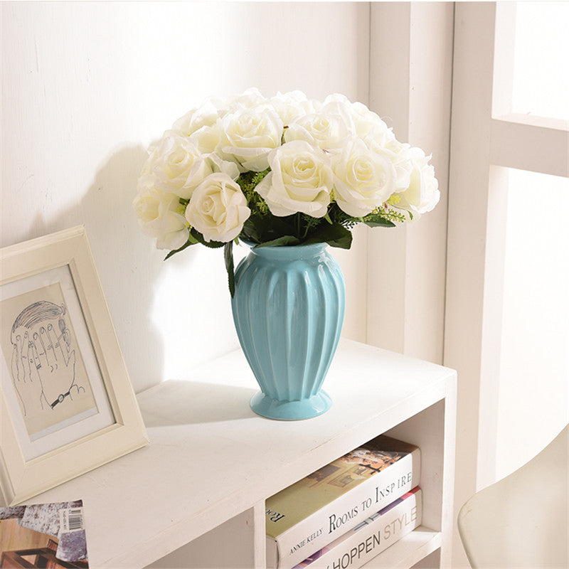Modern Minimalist Ceramic Flower Vase, Style Tabletop Ornament, White Creative Home Christmas Decoration