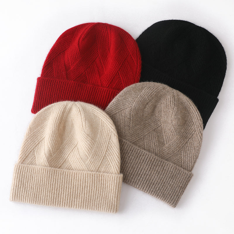 Pure Cashmere Women Hat Winter, Knitted Soft Warm Lady Headgear, Fashion Casual Thicken Cap, Premium Quality Cap