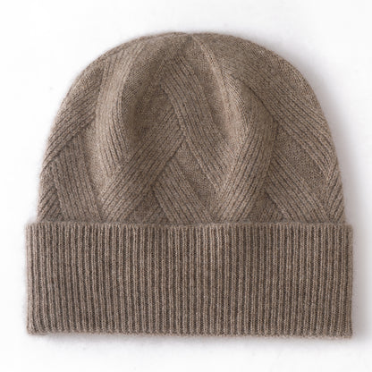Pure Cashmere Women Hat Winter Knitted Soft Warm Lady Headgear Fashion Casual Thicken Cap Premium Q 2
