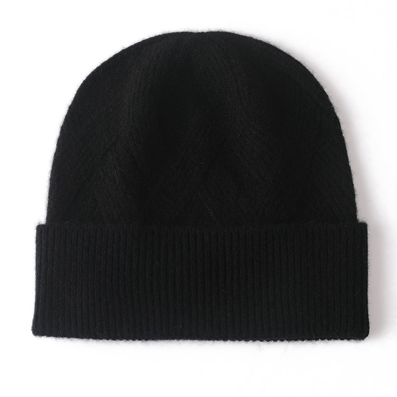 Pure Cashmere Women Hat Winter Knitted Soft Warm Lady Headgear Fashion Casual Thicken Cap Premium Q 4
