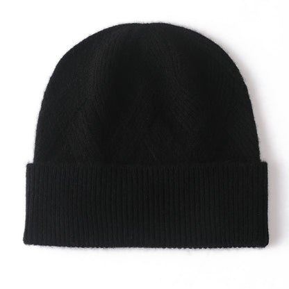 Pure Cashmere Women Hat Winter Knitted Soft Warm Lady Headgear Fashion Casual Thicken Cap Premium Q 4