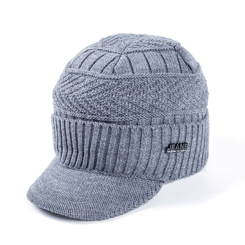 Stylish Add Fur Lined Beanie Cap, Thick Knitted Unisex Warm Winter Hat with Brim for Men and Women
