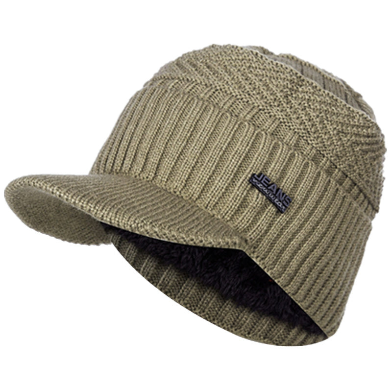 Stylish Add Fur Lined Beanie Cap, Thick Knitted Unisex Warm Winter Hat with Brim for Men and Women