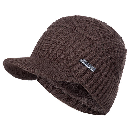 Stylish Add Fur Lined Beanie Cap, Thick Knitted Unisex Warm Winter Hat with Brim for Men and Women