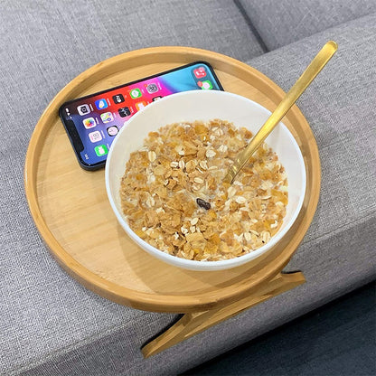 Sofa Armrest Clip On Tray, Natural Wooden Sofa Tray, Practical Sofa Tray Table for Remote Control, Coffee, Snacks,