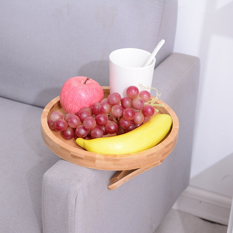 Sofa Armrest Clip On Tray, Natural Wooden Sofa Tray, Practical Sofa Tray Table for Remote Control, Coffee, Snacks,