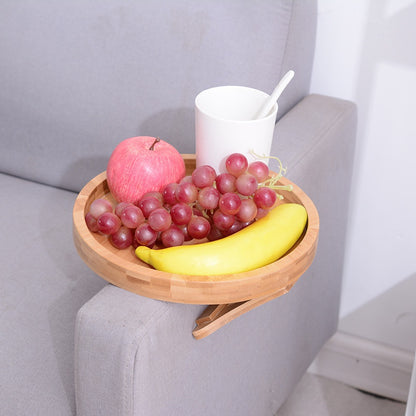 Sofa Armrest Clip On Tray, Natural Wooden Sofa Tray, Practical Sofa Tray Table for Remote Control, Coffee, Snacks,