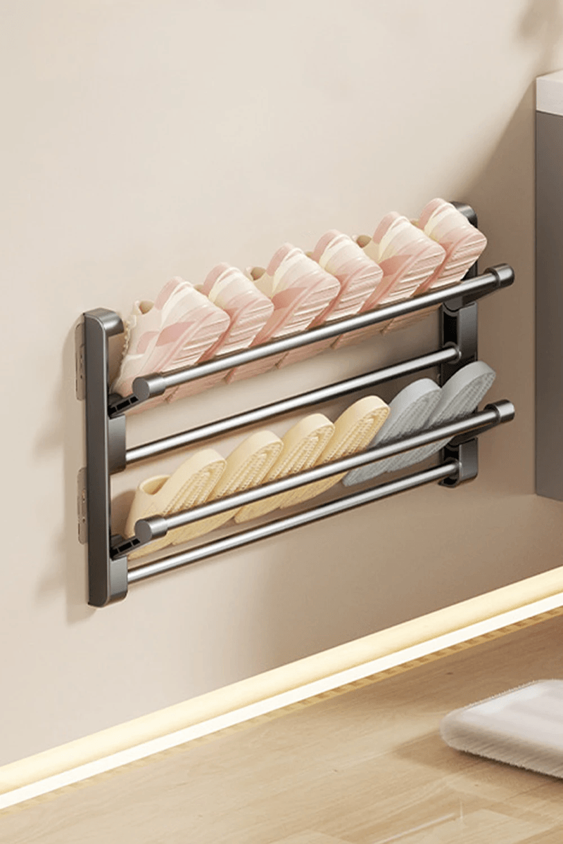 Wall Mounted Shoe Rack and Slipper Holder Organizer