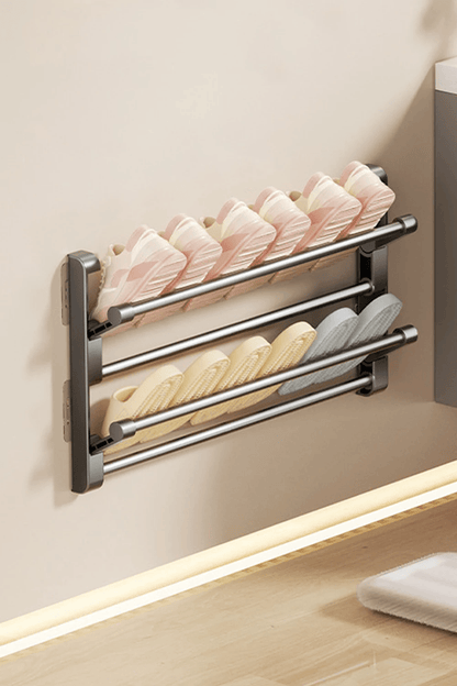 Wall Mounted Shoe Rack and Slipper Holder Organizer
