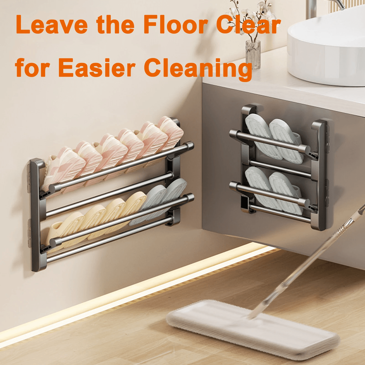 Wall Mounted Shoe Rack And Slipper Holder Organizer 2