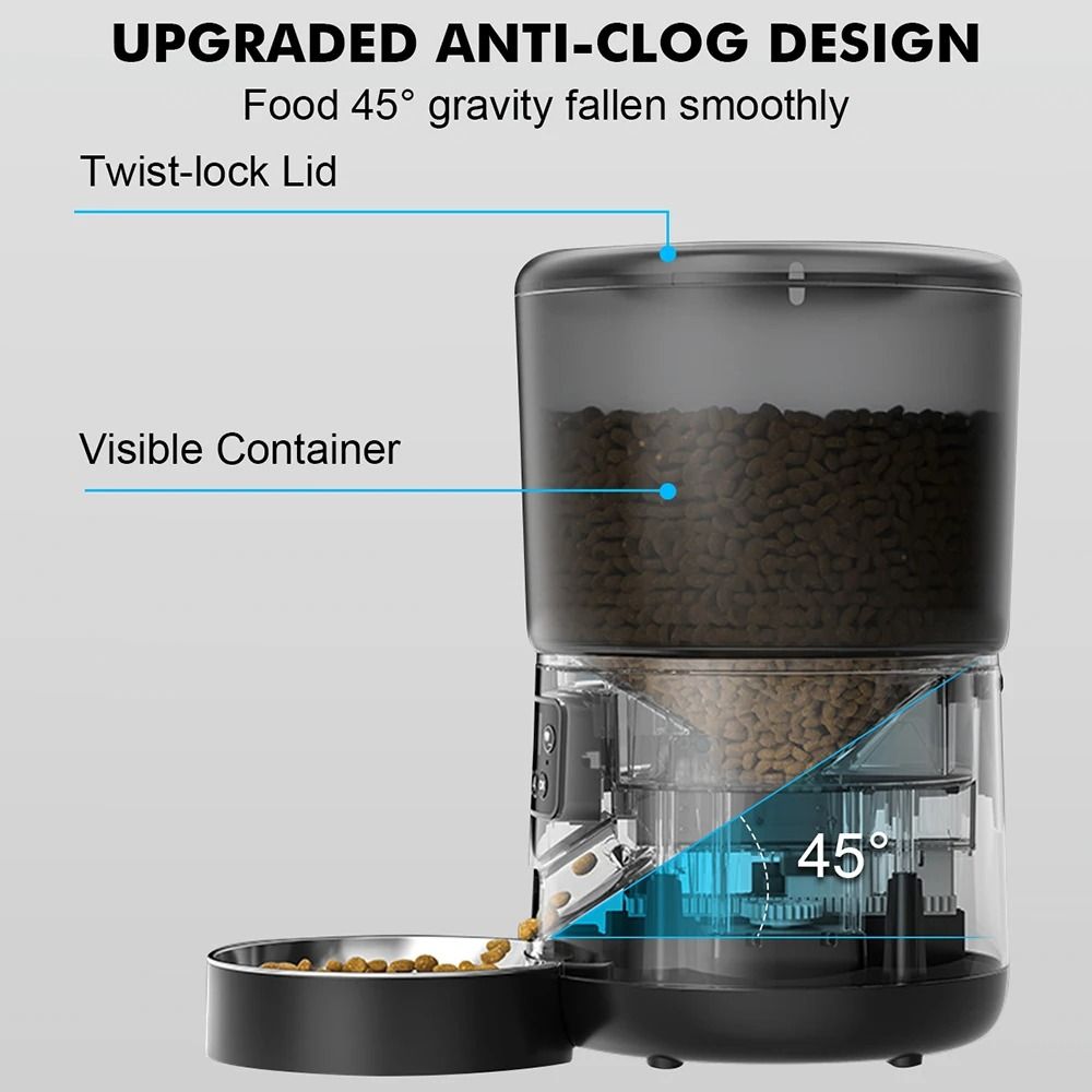 Automatic Smart Pet Feeder 4L With Stainless Steel Bowl And Custom Portion Control 2