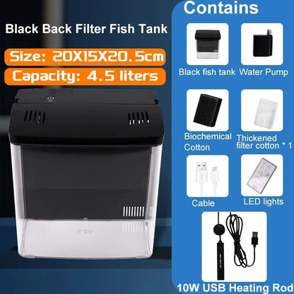 Mini Fish Tank With Self Circulating Filter System For Living Room Or Desktop 5
