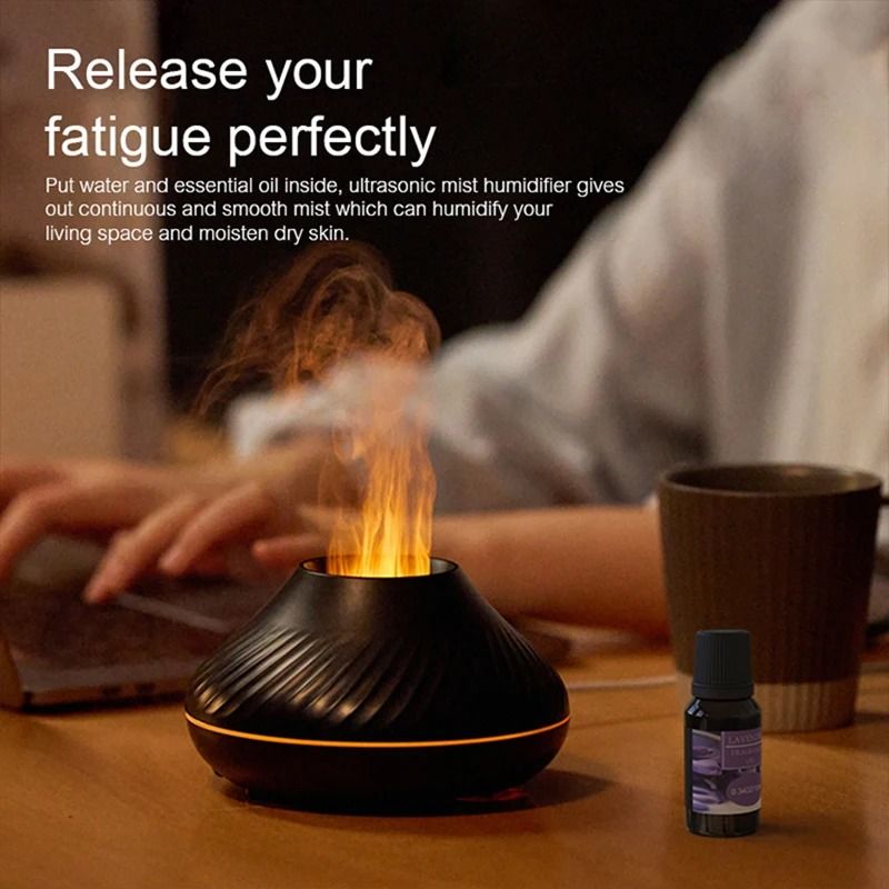 Volcanic Aroma Diffuser 130 ml USB Humidifier with Flame Night Light