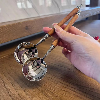 Stainless Steel Spoon With WoodLook Handle For Soup And Dessert 1