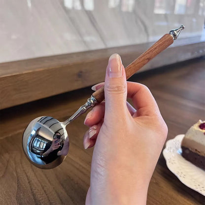 Stainless Steel Spoon With WoodLook Handle For Soup And Dessert 3