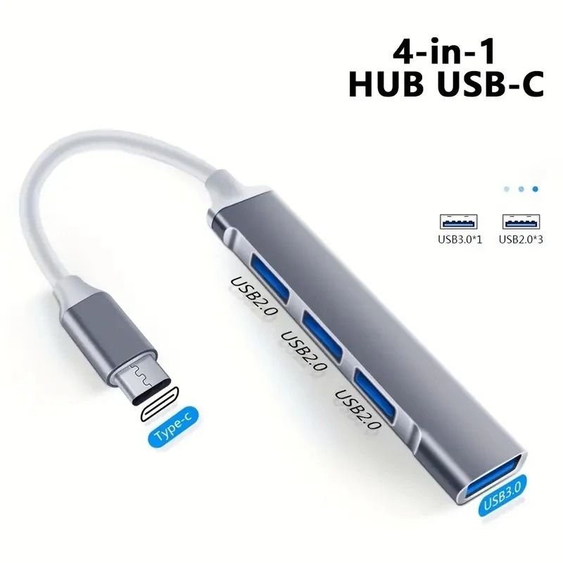 4 Port Type C USB Hub Splitter Adapter For Laptop And Computer 4