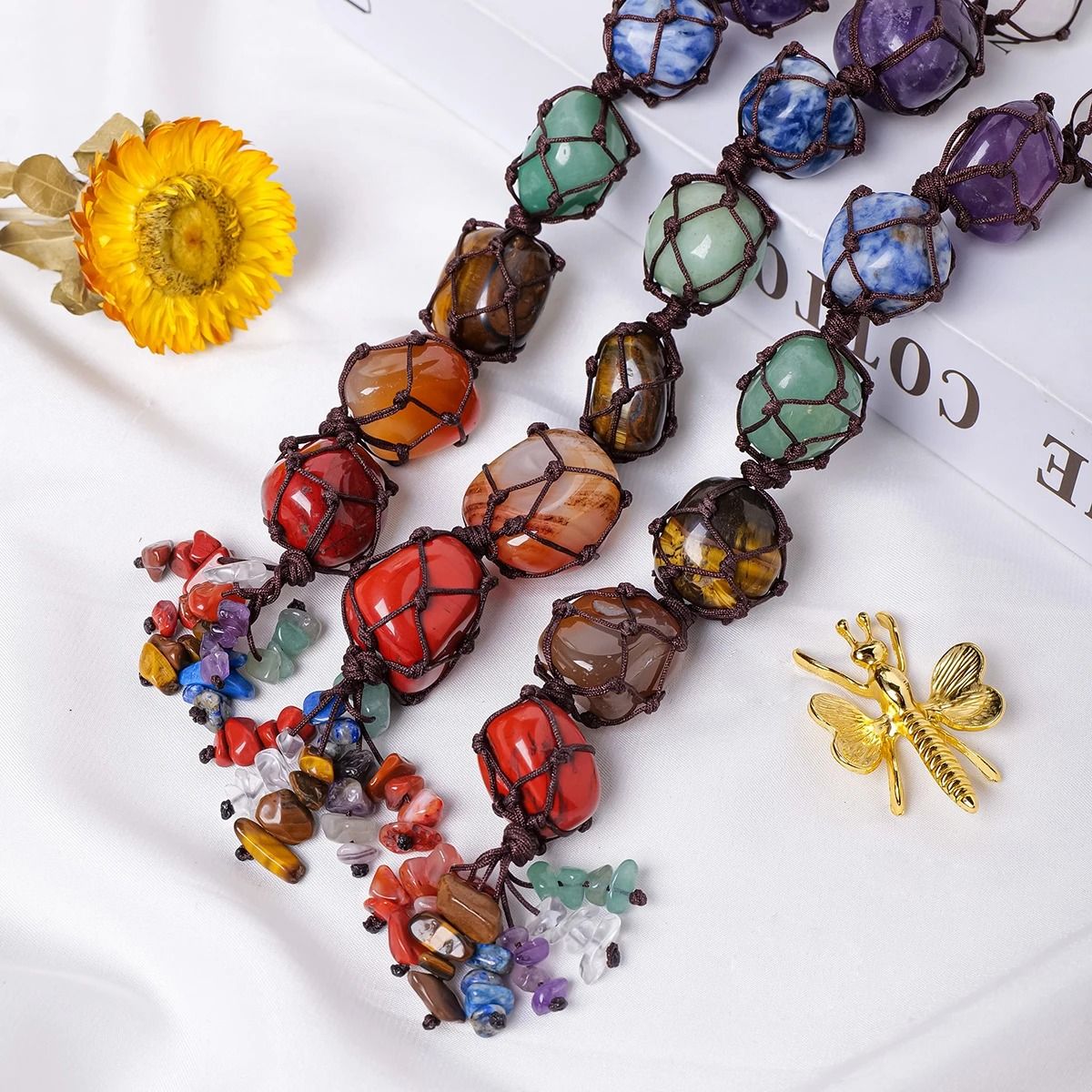 Natural Crystal Chakra Pendant For Car And Healing Decor 2