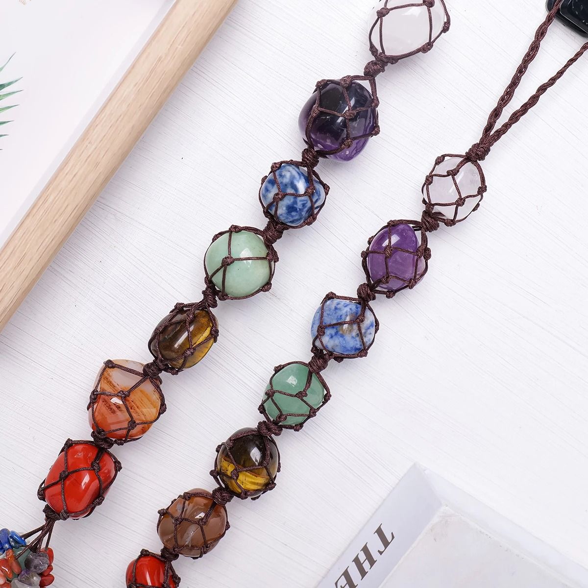 Natural Crystal Chakra Pendant For Car And Healing Decor 3