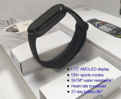 Smart Fitness Band with AMOLED Display and 5ATM Water Resistance