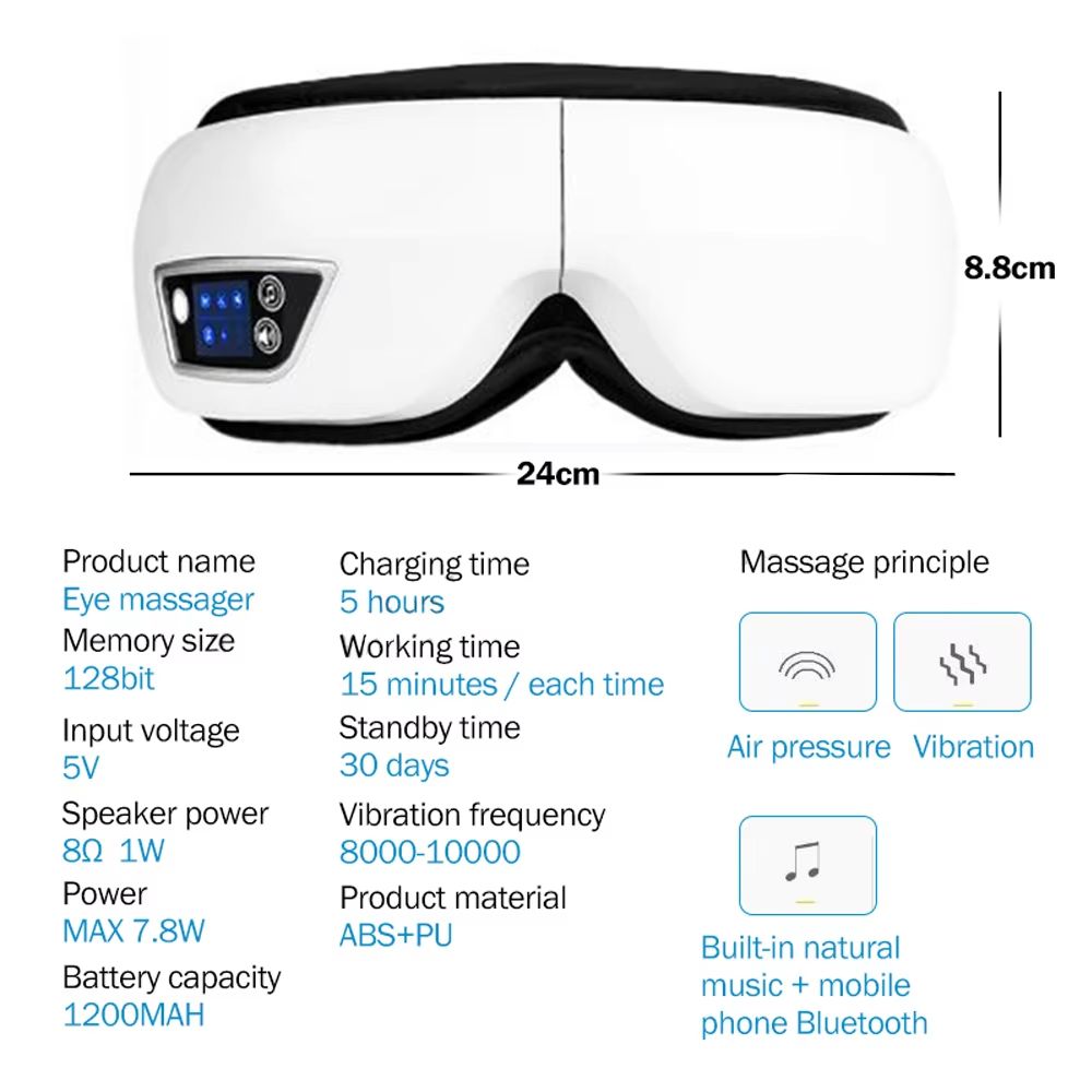 6D Smart Eye Massager With Heat Air Compression  Bluetooth Music 2