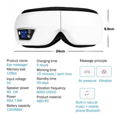 6D Smart Eye Massager With Heat Air Compression  Bluetooth Music 2