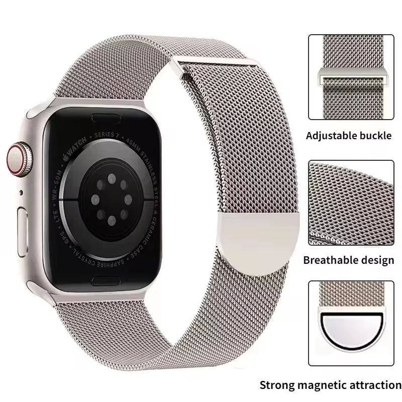 Premium Metal Milanese Loop Band For Apple Watch  Magnetic Stainless Steel Strap For Ultra Series 9 4