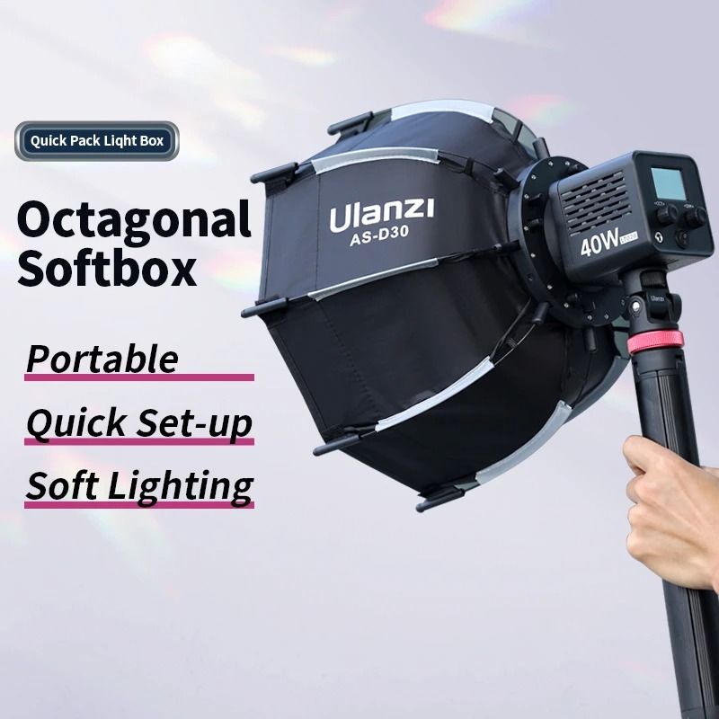 Octagonal 30cm Softbox with Mini Bowens Mount for Video and Photography Lighting