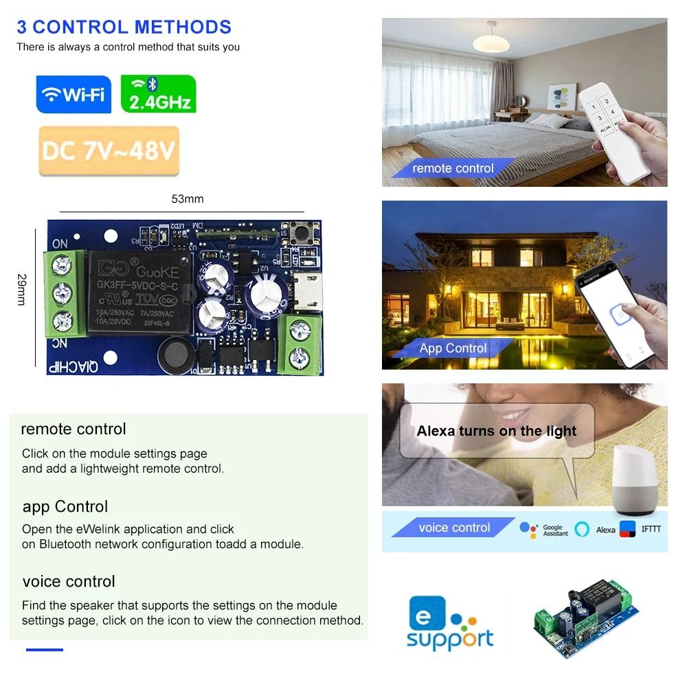 Smart WiFi Relay Switch Module With Voice And App Control 1