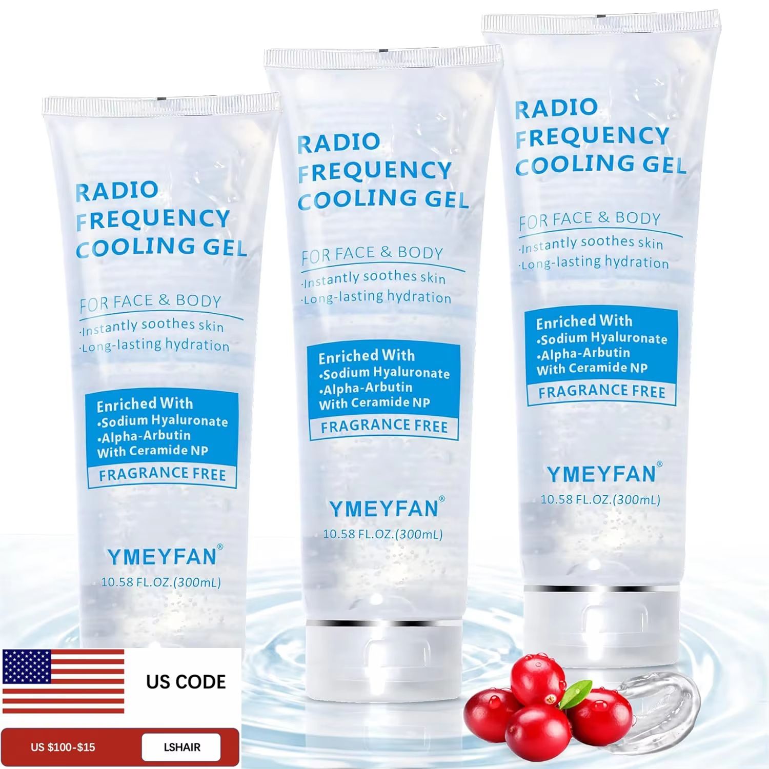 DermaCool Hyaluronic Conductive Cooling Gel for IPL, EMS & RF Devices (3PCS/9PCS Set)