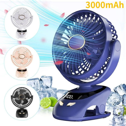 Portable Clip On Desk Fan With Rechargeable Battery For Home And Travel 12