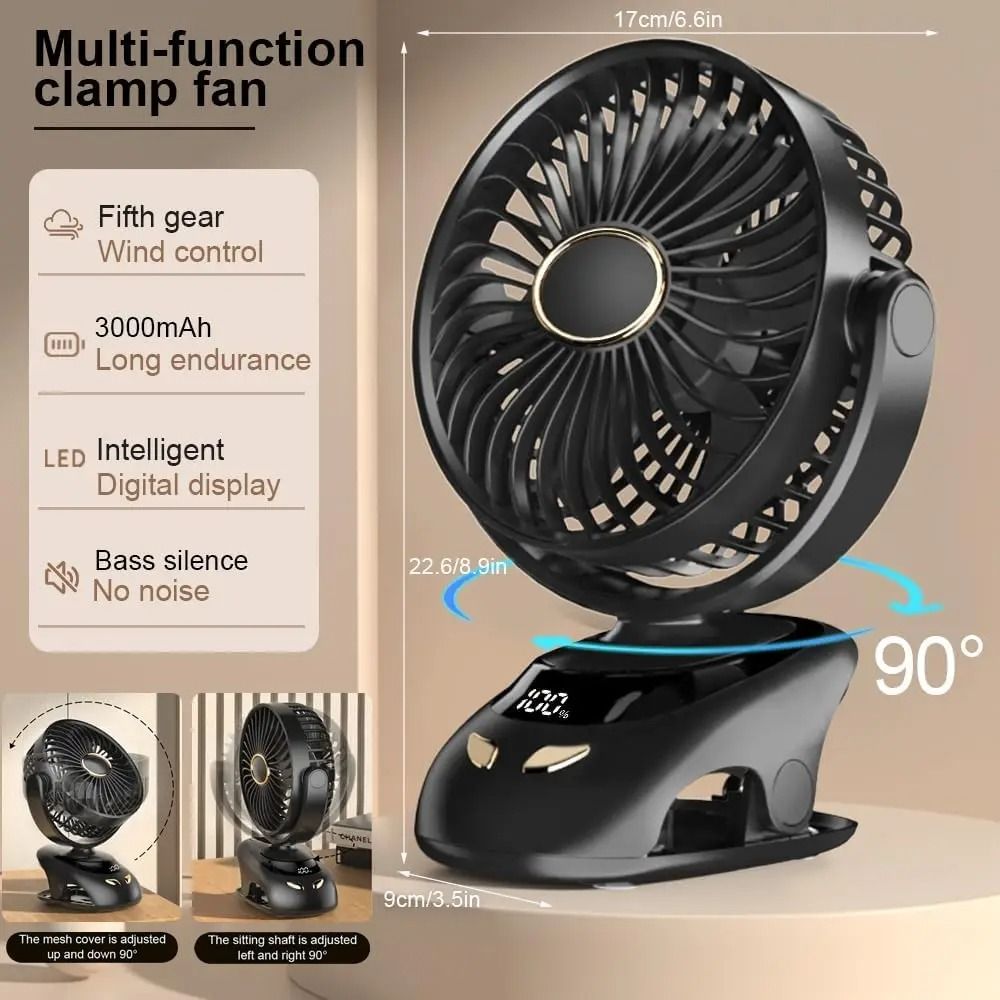 Portable Clip On Desk Fan With Rechargeable Battery For Home And Travel 1