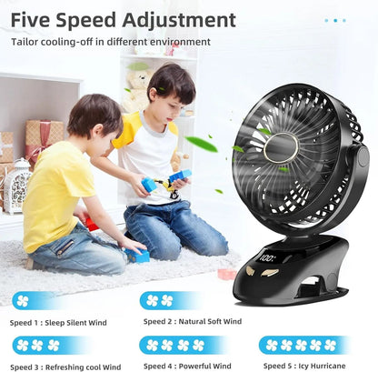 Portable Clip On Desk Fan With Rechargeable Battery For Home And Travel 2