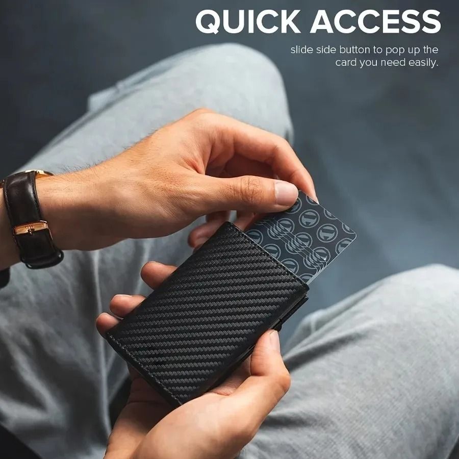 Mens Wallet With PopUp Metal Card Holder And RFID Protection 1