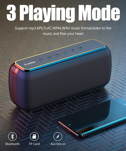 60W Portable Bluetooth Speaker with Subwoofer and Waterproof Design