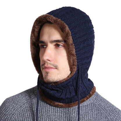 Fur Lined Warm Hat for Men and Women, Unisex Knitted Beanie Cap, Winter Neck Protection Balaclava.