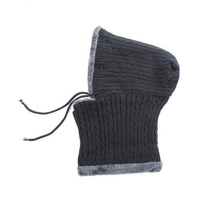 Fur Lined Warm Hat for Men and Women, Unisex Knitted Beanie Cap, Winter Neck Protection Balaclava.