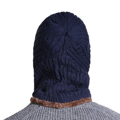 Fur Lined Warm Hat for Men and Women, Unisex Knitted Beanie Cap, Winter Neck Protection Balaclava.