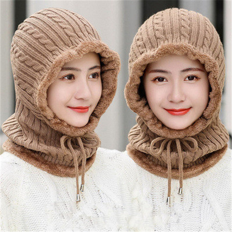 Fur Lined Warm Hat for Men and Women, Unisex Knitted Beanie Cap, Winter Neck Protection Balaclava.